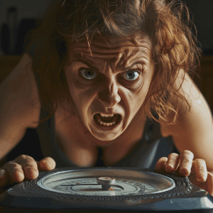 ai generated, woman, face, weight, weight loss, expression, anger, emotion, rage, aggression