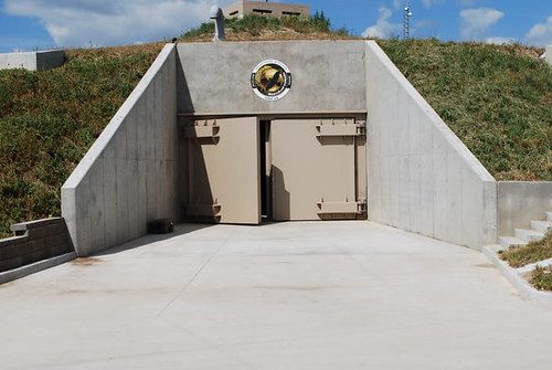 Luxury underground bunker entrance representing billionaire preppers' escape infrastructure
