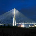 Gordie Howe Bridge at night