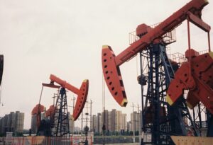 Oil pumpjacks representing Canada's oil industry in article about the proposed West Coast pipeline.